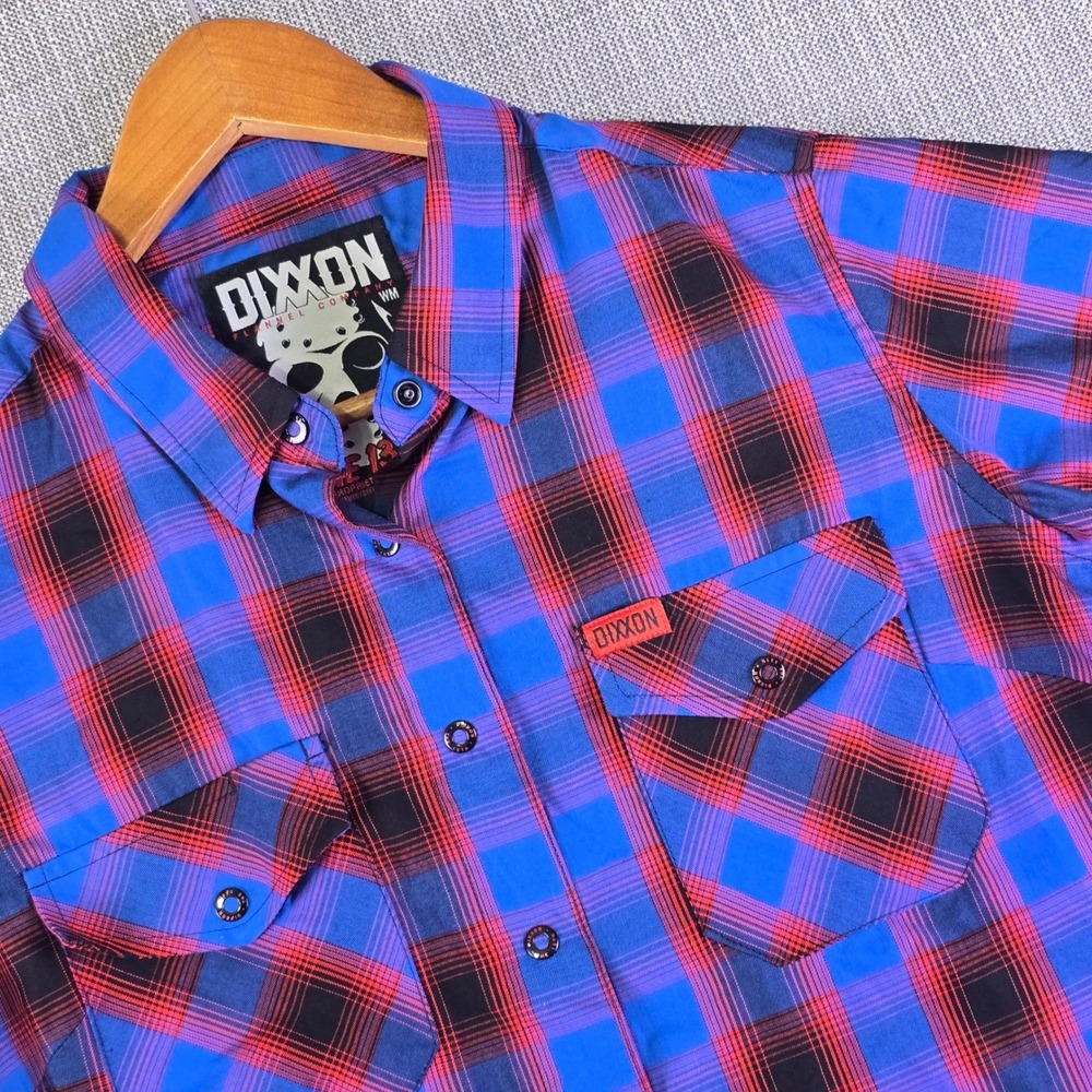 Dixxon Flannel Co Shirt Womens Medium Horror Series Friday 13th Plaid Blue Red